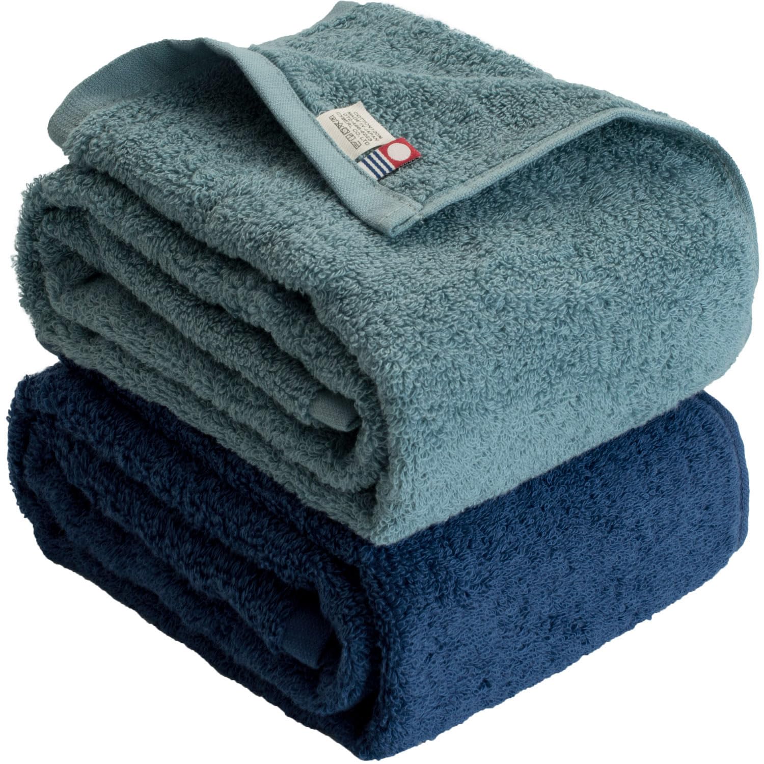 

RUN TOWEL Imabari Certified Compact Bath Set of 44 x 110cm Small Bath Towels Towels, 2, Approx. (Navy/Blue-Green), Absorbent, Soft,