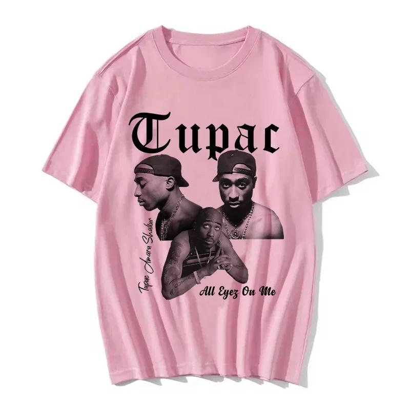 Rapper Tupac 2Pac Streetwear Hip Hop Fashion Short Sleeve Graphic Print T-shirt Men Women Harajuku Y2K Loose Casual Oversized Top Summer New Tee