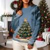 Women's Casual Long Sleeve Christmas Print Neck Pullover Sweatshirt Top