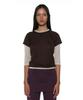 PARTIMENTO WOMEN Pwc Sheer Raglan Stitch Short Sleeve Tee_Brown