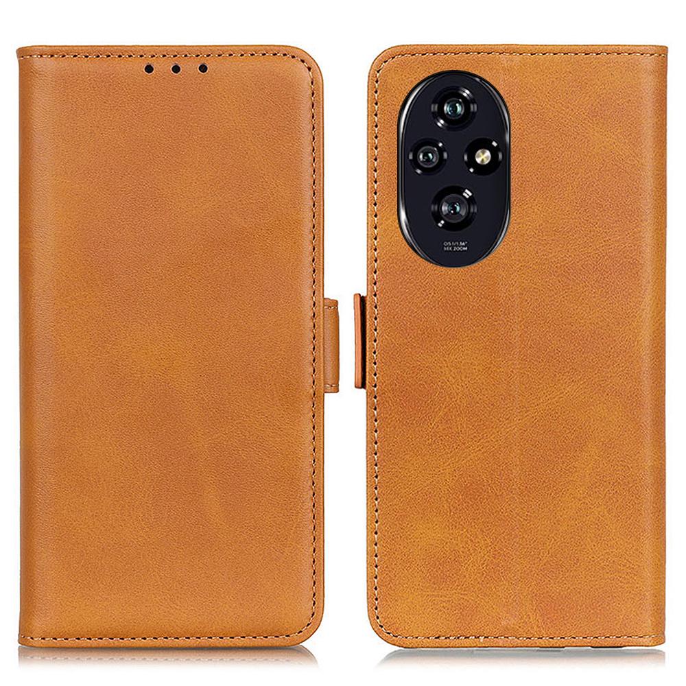 

Чохол для Honor 200 5G із текстурою натуральної шкіри, шкіряна кришка-підставка для телефону Yellow