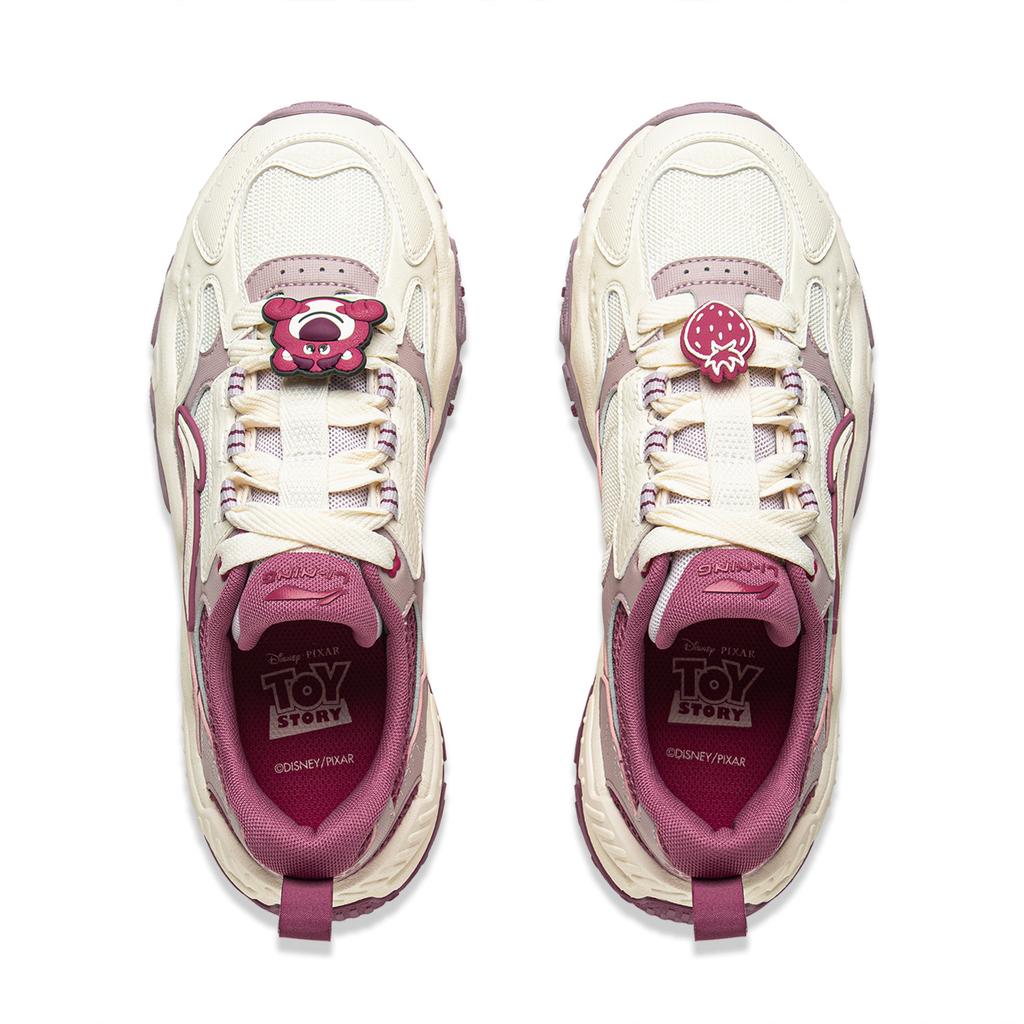 Disney x Li Ning Hnědé Protiskluzové, Odolné proti oděru, Lehké Nízké Ležérní Boty Dámské Bílé Růžové AGCV368-4