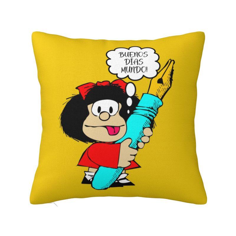 Custom Mafalda Kawaii Vintage Quino Comic Cartoon Mang Anime Throw Pillow for Living Room Luxury Cushion Cover Square Pillowcase