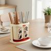 Große Kapazität Wandmontierter Essstäbchenhalter Cartoon-Muster Abtropffunktion Keine Bohrmontage Halter Unterteilte Fächer Kunststoff