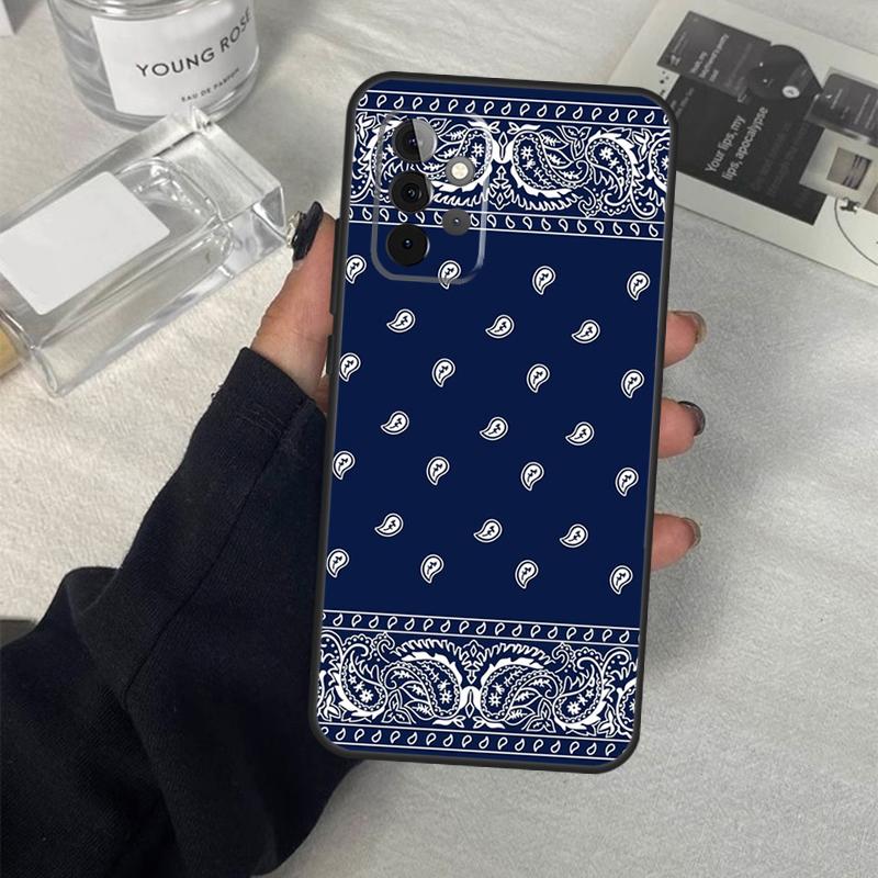 Étui Bandana Paisley Noir Pour Samsung Galaxy A13 A23 A33 A53 A17 A06 A16 A56 A36 A54 A34 A14 A52 A32 A15 A35 A55