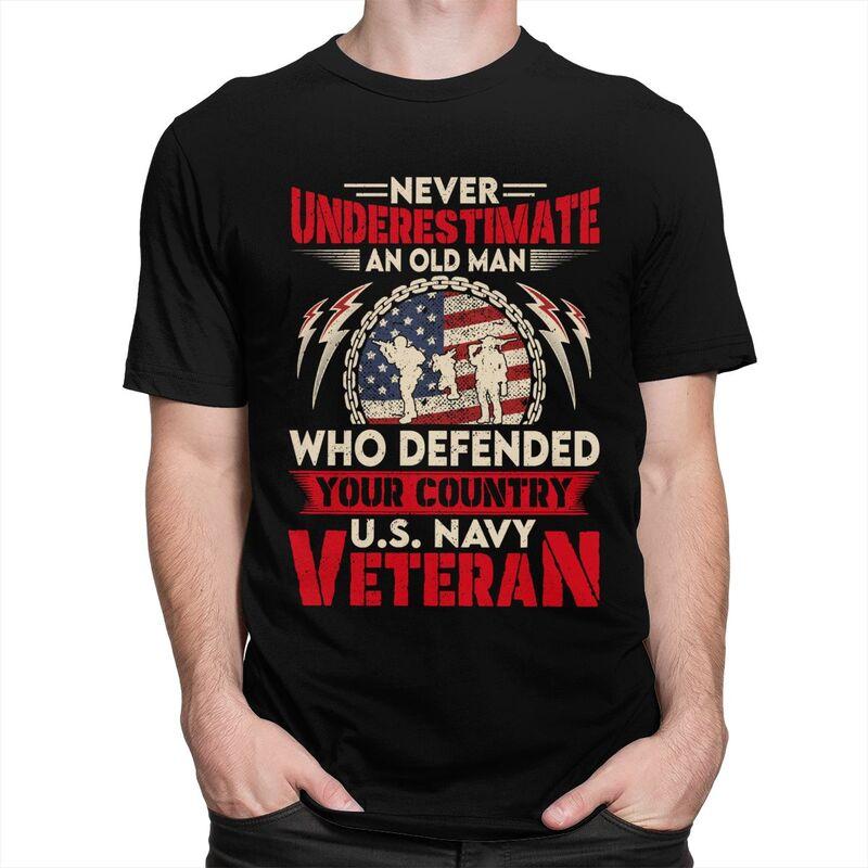 Custom US Navy Veteran T Shirt Men Short Sleeve Veteran Day Patriotic Tshirt Casual Tee Tops Pure Cotton Slim Fit Tshirt