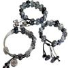 Chinese Jiangshan Ink Painting Beaded Bracelet for Women, Ancient Style, Cool Tone, Hanfu Accessory, Handmade Jewelry