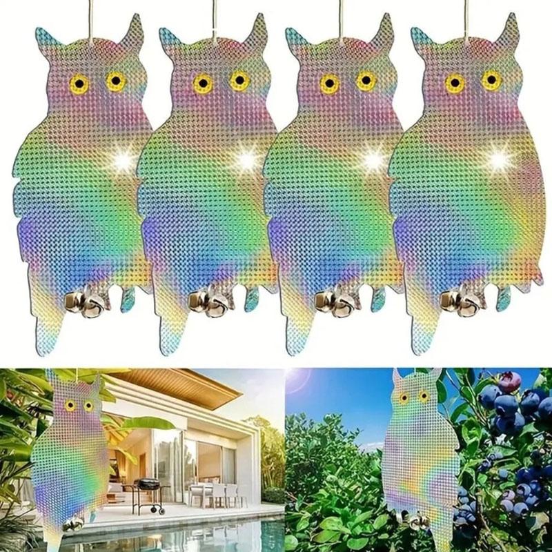 1/2/3Pcs Owl Shape Discs Reflective Bird Pigeon Repellent Scarer Decoy Deterrent Garden