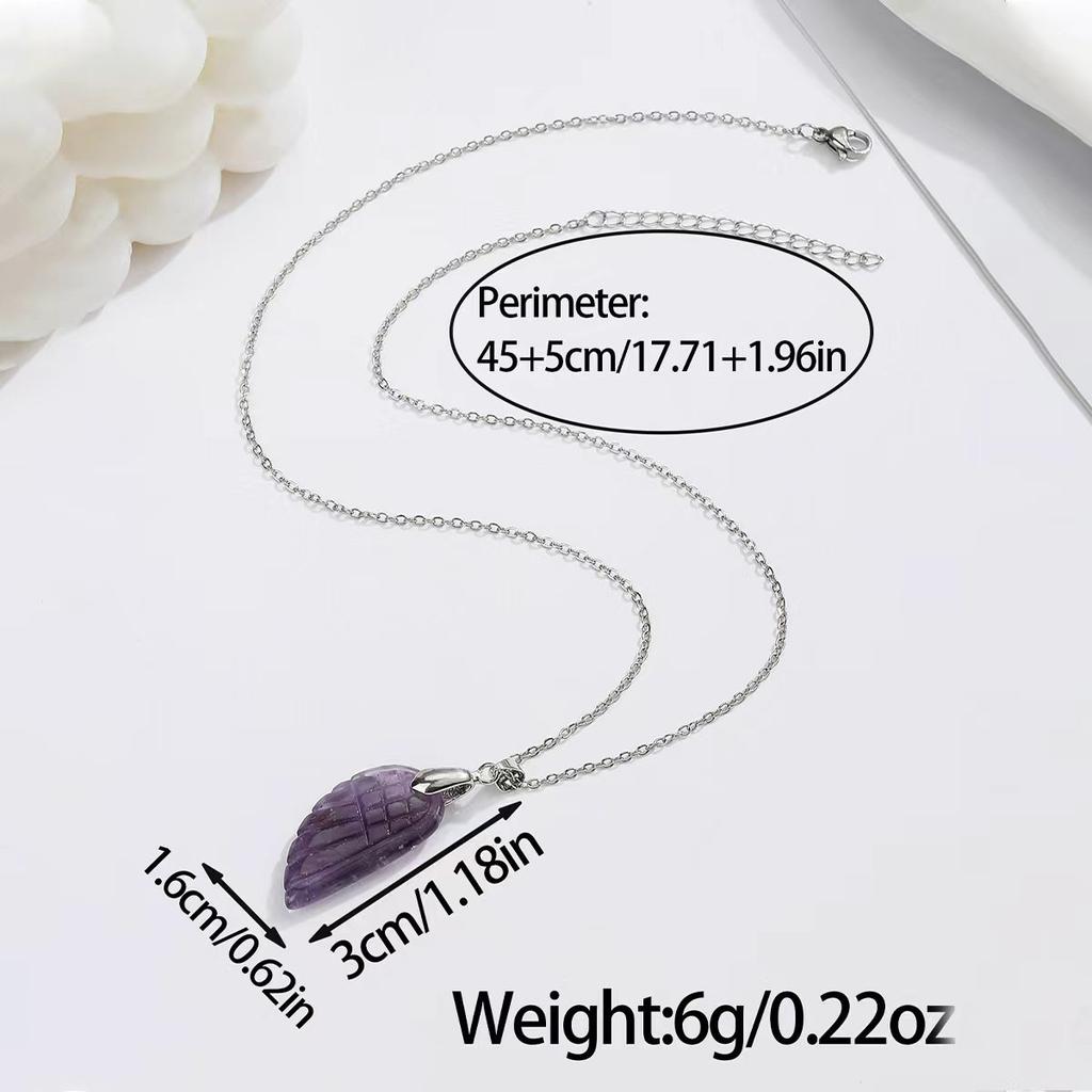 Natural crystal pendant, white crystal necklace, angel wing pendant, bohemian jewelry