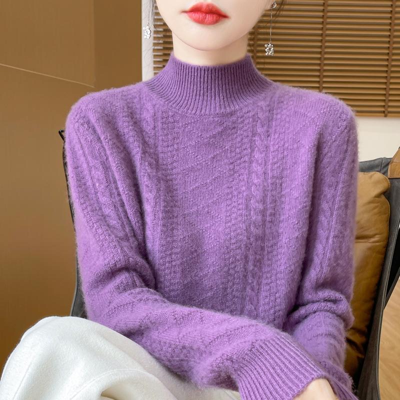 Women Sweater 100% Wool MODERN NEW SAGA Turtleneck Knit Pullover Thick Winter Jumpers Female Knit Tops