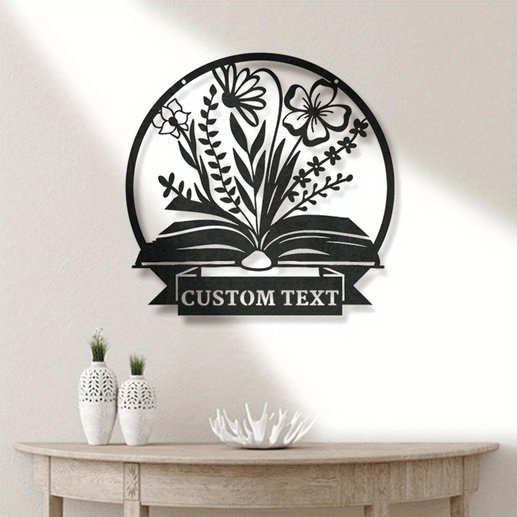 Customizable Metal Wall Art Book Lover Sign Home Decor Hanging Ornament