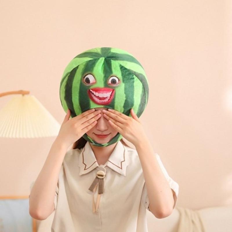Divertente Cappello a Forma di Anguria per Carnevali Festa Costume Cosplay Evento Morbido Peluche Copricapo Scherzo Per Adulto