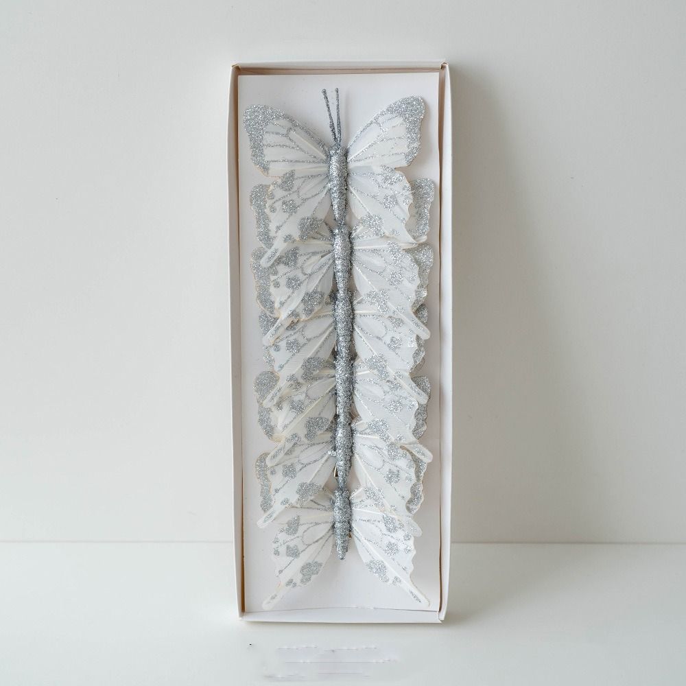 Plastová vánoční třpytivá motýlí přívěsek DIY vánoční stromek závěsná dekorace domácí vánoční výzdoba