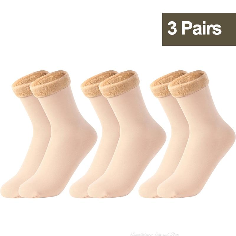 Winter Snow Socks Women Men Velvet Thickened Medium Tube Solid Color Floor Thermal Floor Sleep Socks Cashmere Socks