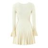 Autumn French Retro Hepburn Style Pleated Knit Dress