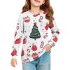 Christmas Day Girls' Long Sleeve Blouse - Round Neck Soft Waist Tunic