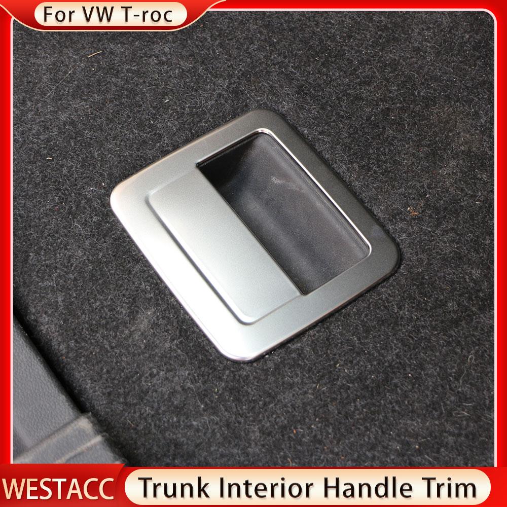 Διακοσμητικό αυτοκόλλητο κάλυμμα εσωτερικής λαβής πορτμπαγκάζ αυτοκινήτου από ανοξείδωτο ατσάλι για εσωτερικό Volkswagen VW T-roc 2017 - 2022