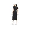 Nike Logo Embroidered Mesh Button Sports Casual Breathable Moisture-Wicking Quick-Dry Round Neck Short Sleeve Dress Women Dress Black DM8879-010