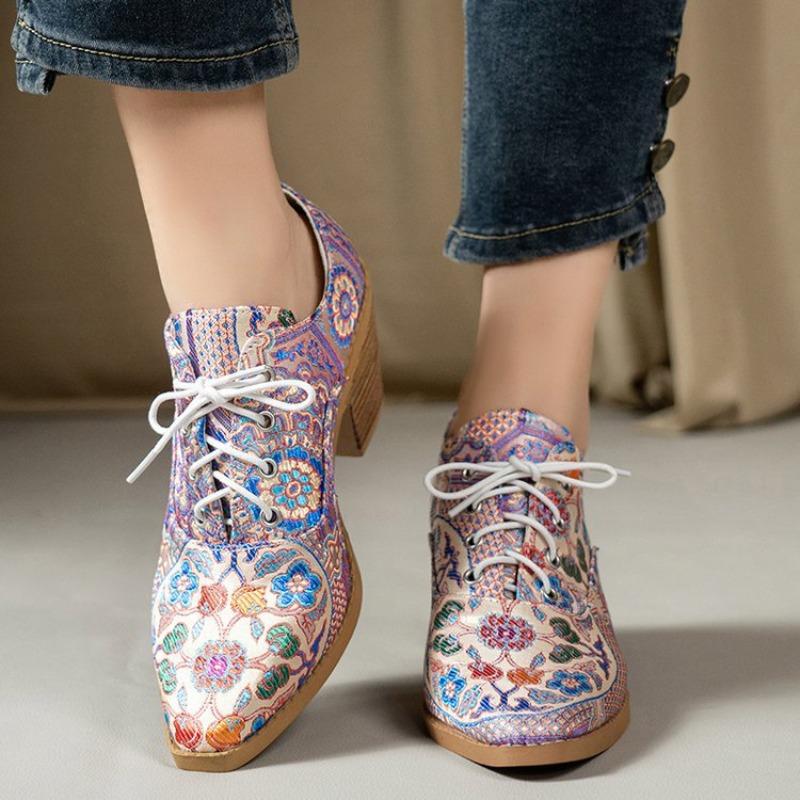 

Женские ботильоны большого размера в богемном стиле на блочном каблуке, ретро пэчворк обувь в стиле мартин 43