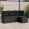 Vidaxl 4-Cz. Garden Lounge Set, Cushions, Black PE Rattan