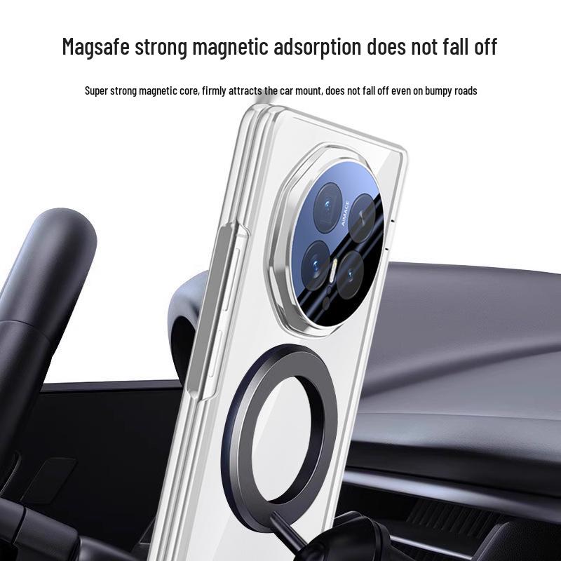 Honor Magic V6 Transparent Foldable Phone Case, Magnetic Stand, Full Coverage, Anti-Drop Protection for Men
