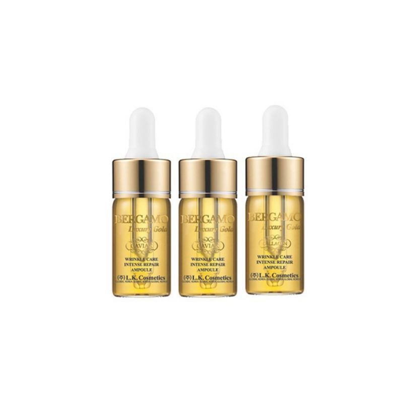 BERGAMO Luxury Gold 9pc Skincare Gift Set 24K Gold Collagen Intensive Anti Aging Wrinkle Care Cream Toner Ampoule Essence Emulsion Eye Cream