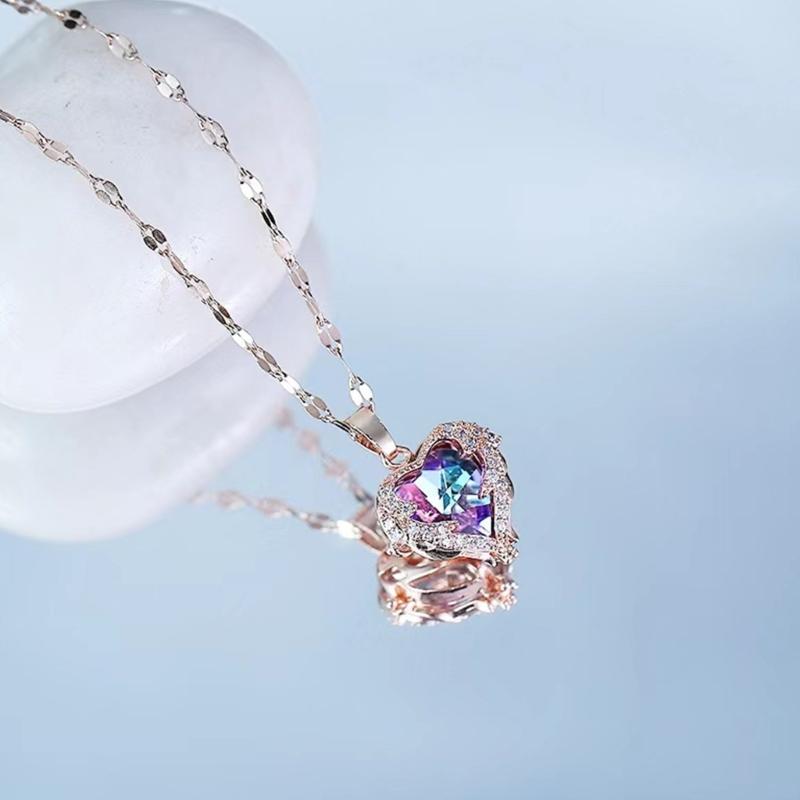 Romance Unique Handmade Ocean Heart Pendant Necklace Versatile Fashion Accessory Gifting Daily Wear Parties Supplies