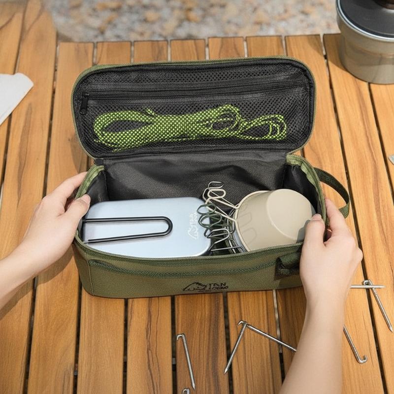 Portable Multifunctional Camping Tableware Storage Bag, Outdoor Picnic Cookware Bowl Chopstick Organizer For Travel Camping Trip