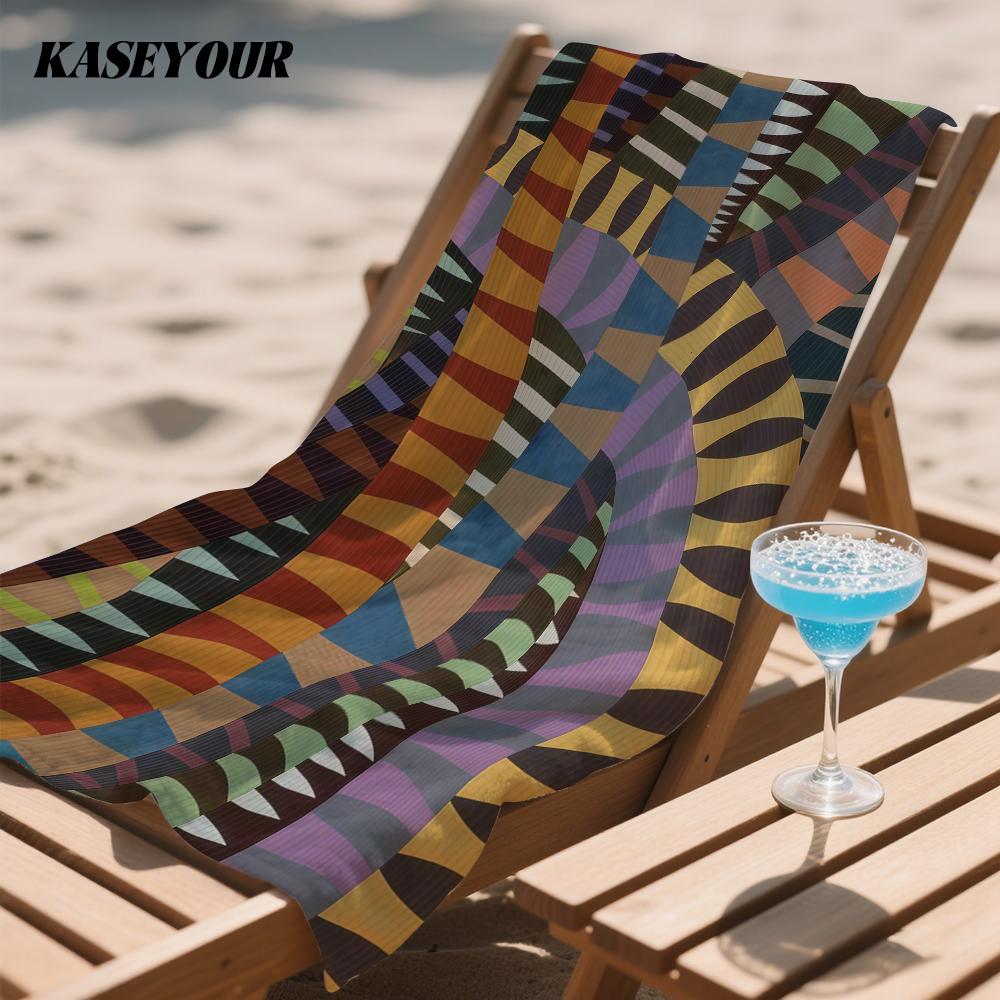 Abstract Colorful Striped Art Oversized Microfiber Beach Towel Sand Proof Quick Dry, Absorbent for Swimming Pool Travel Camping