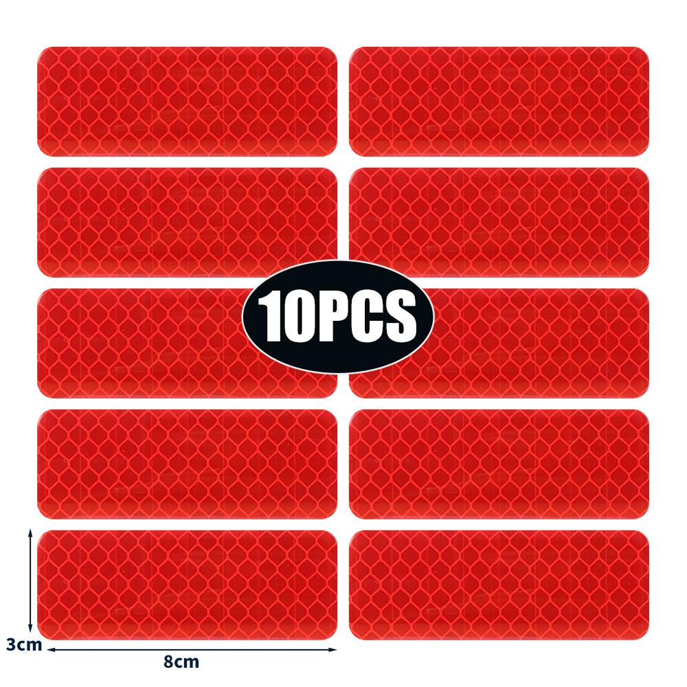 50/10pcs Car Bumper Reflective Stickers Reflective Warning Strip Tape Secure Reflector Stickers Decals Safety Warning 3*8CM