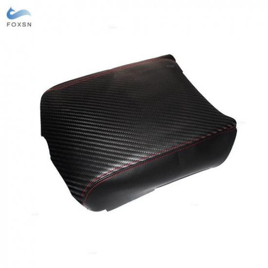 Carbon Leather+Black Center Armrest Lid Cover Trim For Toyota Tundra 2007-2013 Carbon fiber + Black with