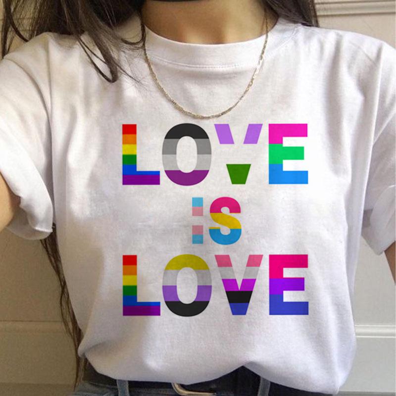 Lgbt Rainbow Harajuku T Shirt Wounisex Gay Pride Ullzang 90s Tshirt Lesbian Graphic Funny Print Tshirt New Fashion Top Tees Female