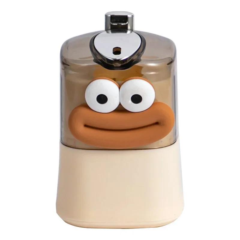 Automatischer Pop-Up Zahnstocherspender mit Cartoon-Gesicht Niedliches Design Durchscheinend Beige Drucktyp Aufbewahrungsbox für Küche Badezimmer