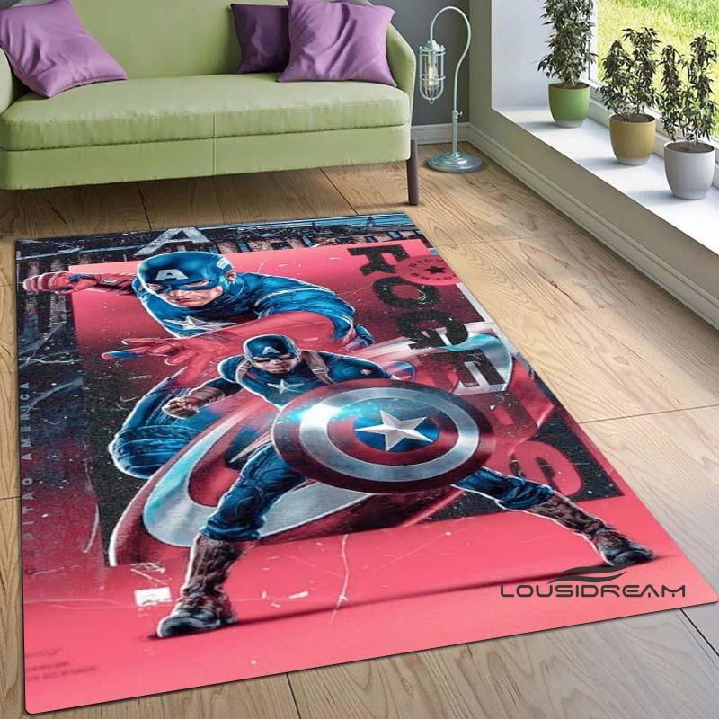 3D Captain America Printed Rug – Suitable for Living Room & Bedroom | Non-Slip Mat, Home Decor, Area Rug, Birthday Gift