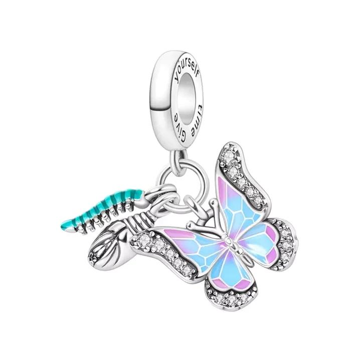 Original Early Spring Butterfly Charms Pendant Copper Fit Bracelet Trinket Necklace For Women Jewelry Making Party Gift