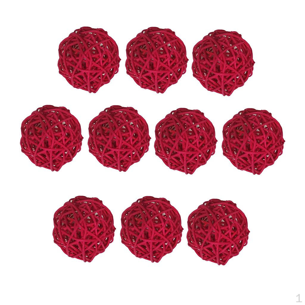 10 Pcs Wicker Rattan Balls Decorative DIY Craft Wedding Home Decorations