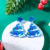 Minimalist  Acrylic Christmas Tree Pendant Earrings for Women Cartoon Colorful Print Xmas Tree Star Earrings Jewelry Gifts