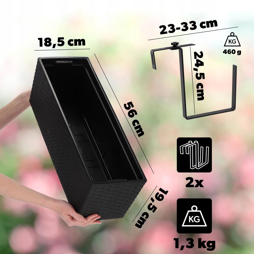 KADAX Flowerpot Balcony Box Handles 19x56cm