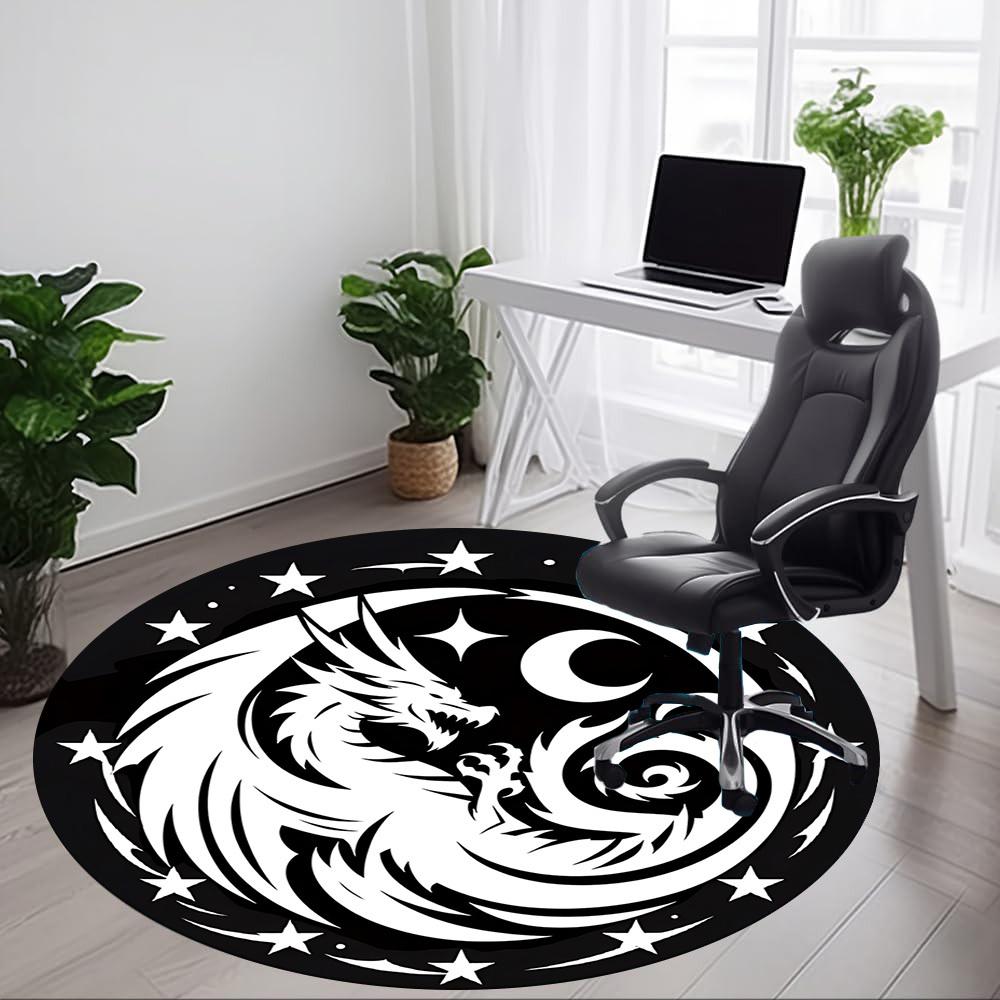1pc Dragon Moon Office Round Area Rug, Under Office Chairs Bedroom Living Room Home Decor, Room Deco, Available In Various Sizes