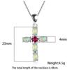 White Green Orange Opal Cross Pendant Birthstone Necklaces For Women Vintage Fashion 925 Silver Chain Red Blue Zircon Necklace