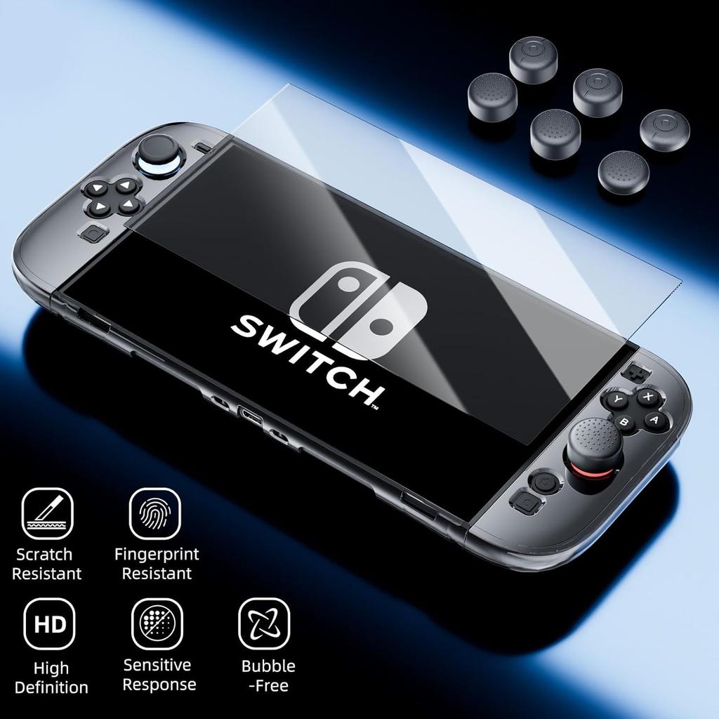 Bracket Hollow Protective Shell for Switch 2 Case,with Screen Protector and Thumb Grip-Shock Absorption and AntiScratch Dockable