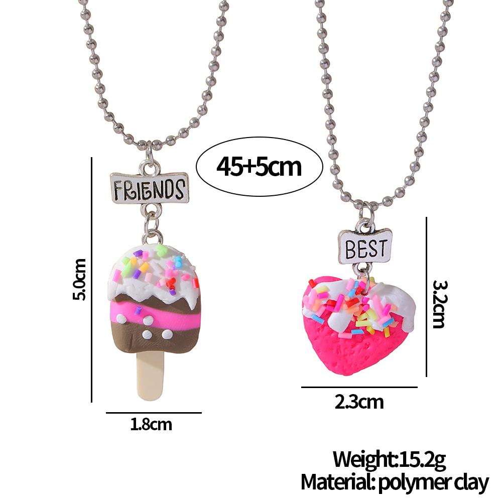15 Stil Polymer Clay Anhänger Best Friends Halsketten Set BFF Fimo Regenbogen Lutscher Eiswaffeln Anhänger Perlen Kette Kinder Geschenk