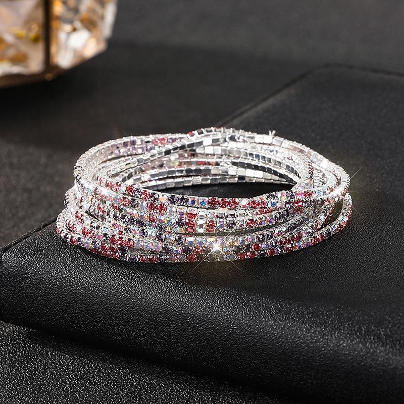 Diamond Elastic Bracelet Color Zircon Rhinestone Claw Chain Crystal Bracelet Gemstone Full Diamond Jewelry