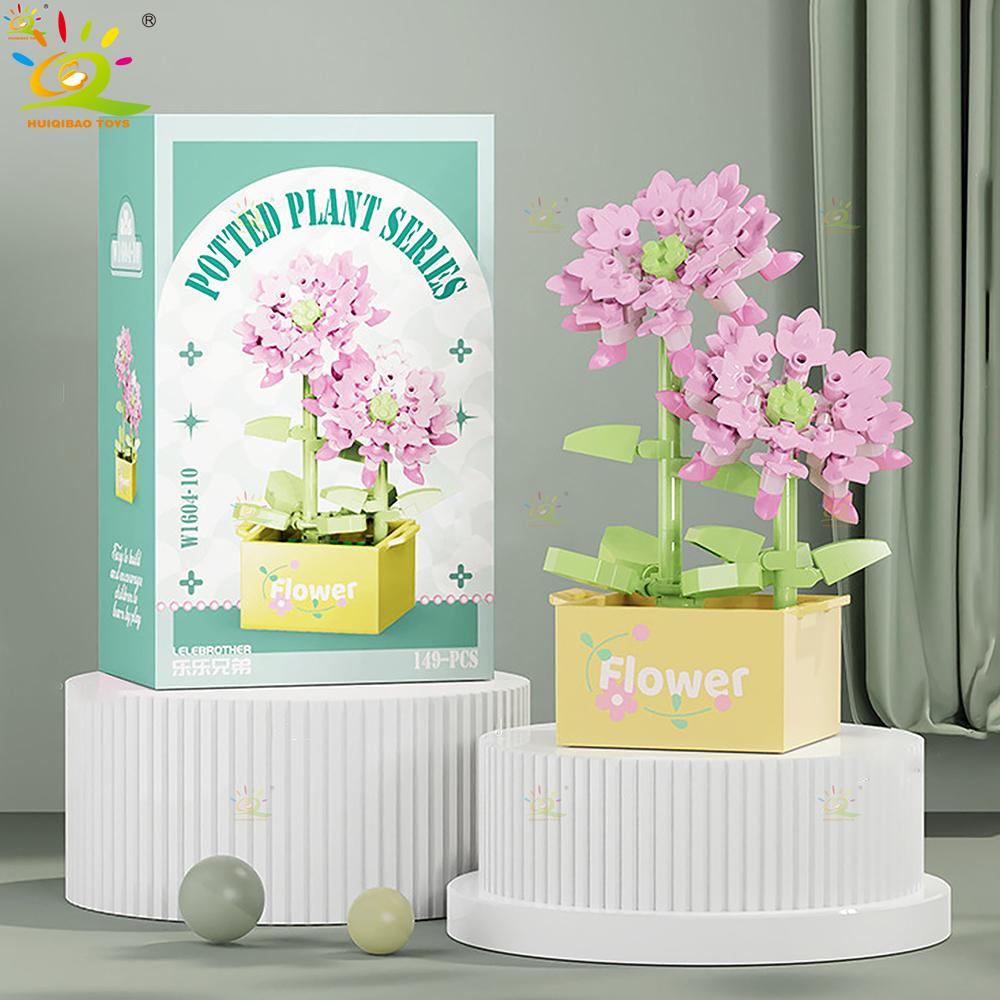 MOC Blume Sukkulente Topfpflanze Modellbaustein DIY Ewiger Strauß Zuhause Schreibtisch Pflanzen Dekoration Ziegel Mädchen Geschenk Kinderspielzeug