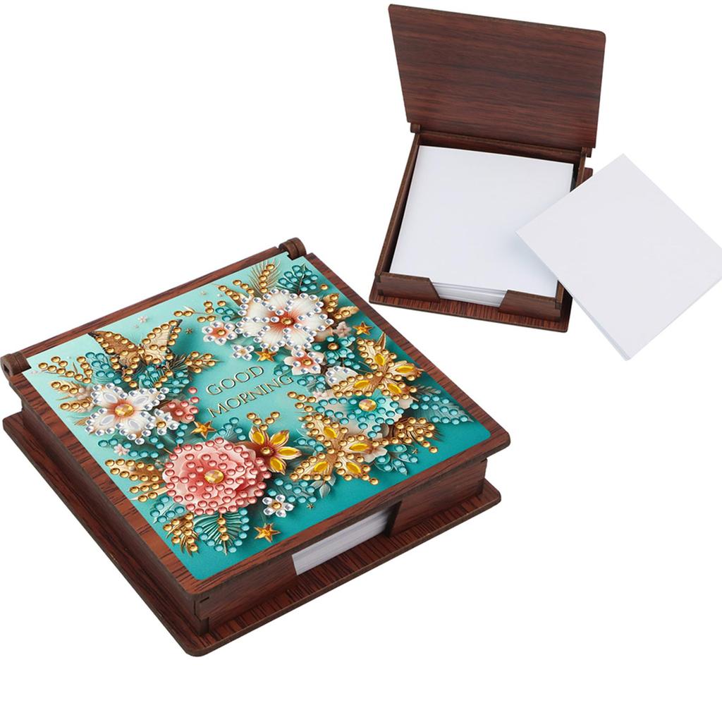 Wooden 5D Diamond Painting Kit Note Box Diamond Art Notepad Box for Home Office Supplies Holiday Gifts