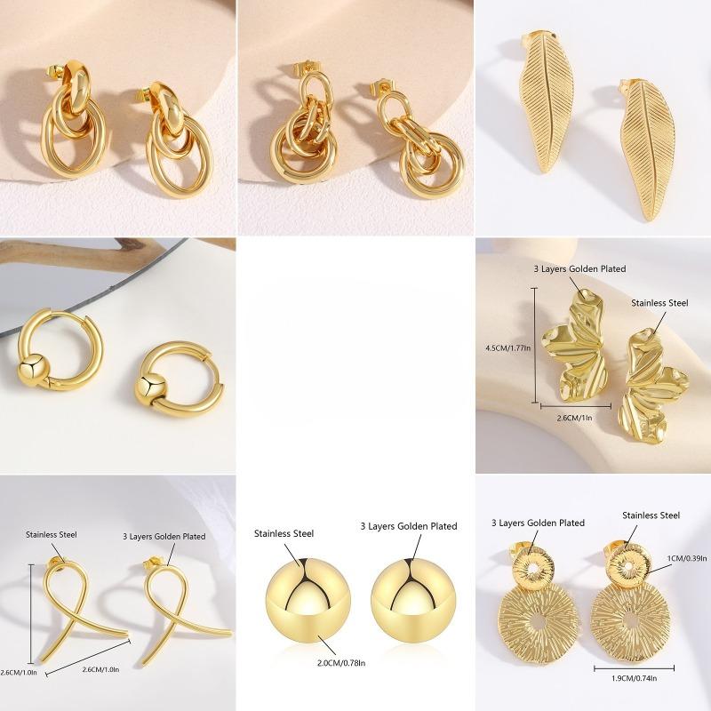 Stainless Steel Flower-shaped Earrings with Irregular Pleated Smooth Surface. Versatile Geometric Accessories for Women.