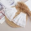 White Tull Elastic Short Fake Flared Sleeves Double Layer Ruffle Lace Detachable Cuffs Sweater Decorative Accessories