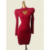 French Style Puff Sleeves Beaded Knitting Dress 2024 Spring Festival Slim Looking Red Underwear Skirt Atmosphere Dress