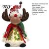 Snowman Holiday Ornament Lighted Christmas Doll Decoration, Cute Plush Santa Claus/Snowman/Reindeer Figurine with Elk Desk Decor Warm LED Light