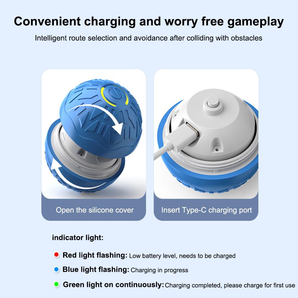 Cat Interactive Ball Toys USB Rechargeable Self Rotating Ball Fast Rolling Ball Anti-Depression Pet Toy for Indoor Cats